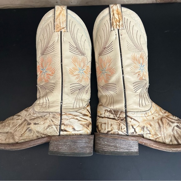 Nocona Desert Flower Camo Embroidered Pull-On Western Boots Men's Size 6.5B - Picture 8 of 13